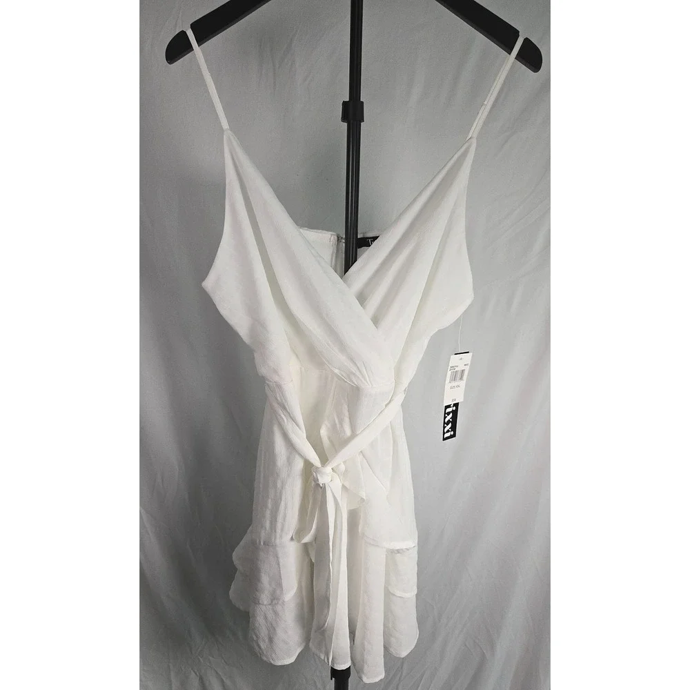 Trixxi White Faux Wrap Mini Dress Size XXL Bridal‎ Shower Feminine Summer Party
